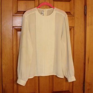 Vintage Style Pleated Blouse - Size 16